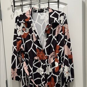 Floral Geometric Long Sleeve Dress